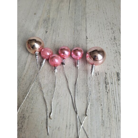 Vintage Mercury pink ball branch pick ornament glass Xmas - Picture 8 of 12